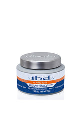 A 2-ounce plastic tub with sliver cap containing ibd LED/UV French Xtreme White Gel